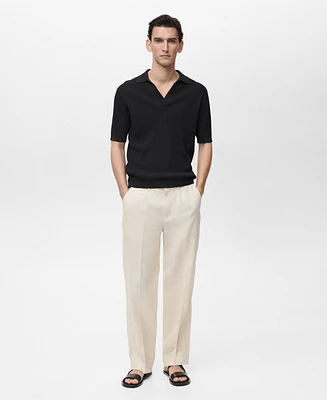 Mango Men's Structured Fine-Knit Polo Shirt