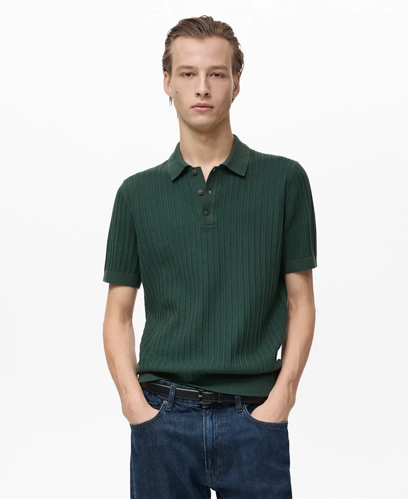 Mango Men's Slim-Fit Fine-Knit Polo Shirt