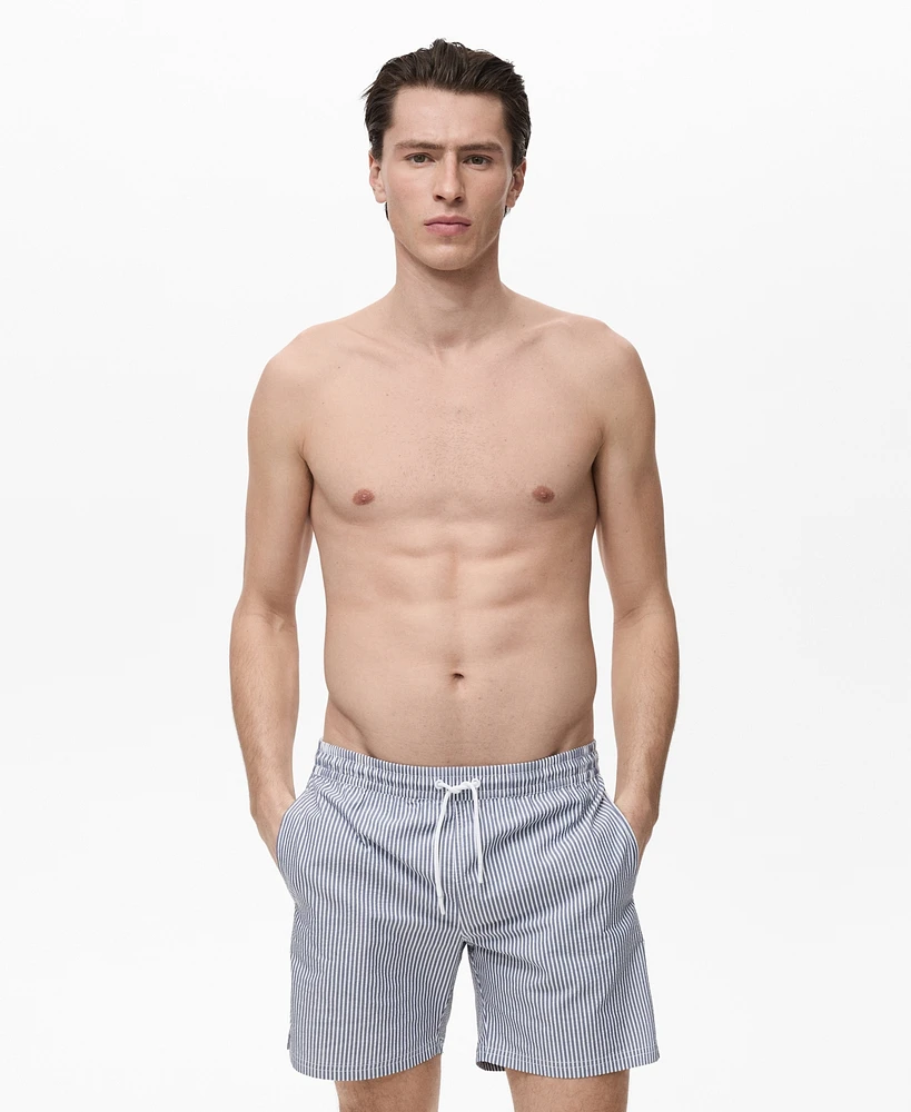 Mango Men's Seersucker Swim Trunks