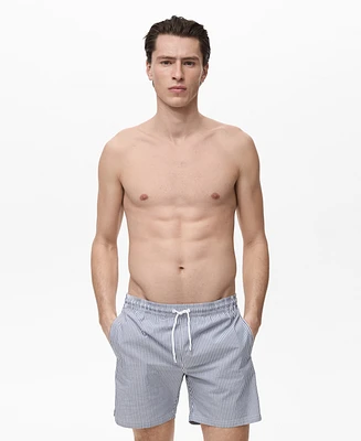 Mango Men's Seersucker Swim Trunks