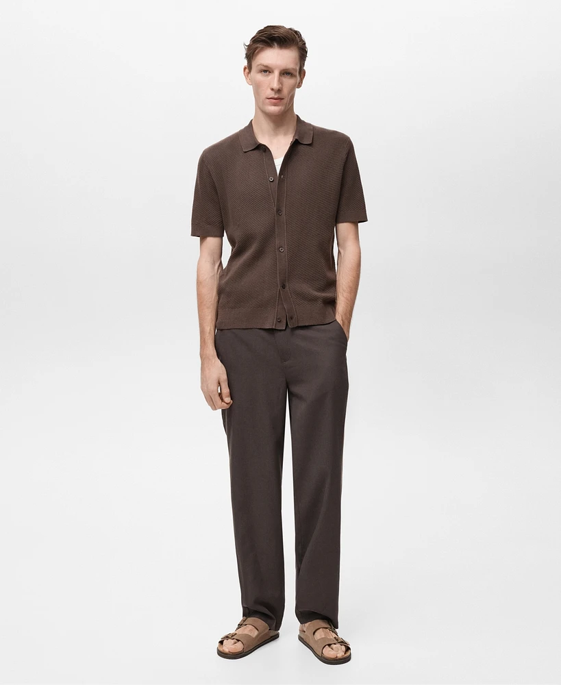 Mango Men's Openwork Knit Structured Shirt