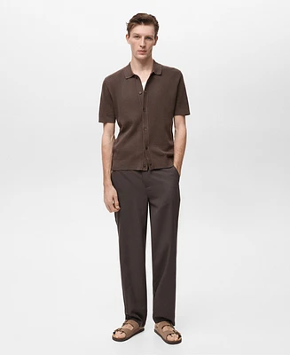 Mango Men's Openwork Knit Structured Shirt