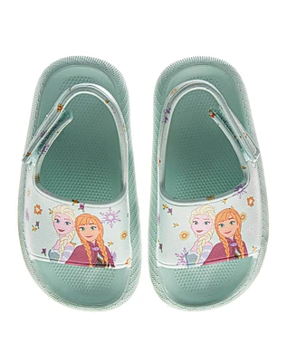 Disney Toddler Girls Frozen Anna and Elsa Hook Loop Backstrap Slides