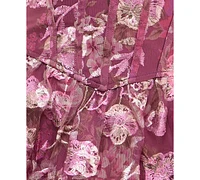 Trixxi Juniors' Printed Strapless Embroidered Tiered Dress