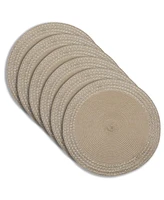 Dainty Home Sparkles 15" Round Woven Placemats Set of 6 - Durable, Reversible & Non-Slip Table Mats