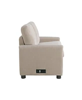 Serta 53.3" Corduroy Danson Convertible Loveseat with Charging Port