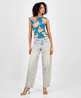 Guess Women's Mirin Floral-Print Off-The-Shoulder Top