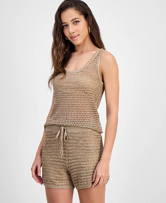 Guess Women's Ava Embellished Open-Stitch Tank Top