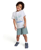 Calvin Klein Toddler and Little Boys Scenic Logo Short Sleeve Tee Twill Shorts, 2-Piece Set