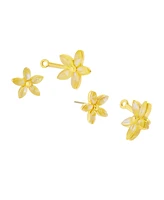 Betsey Johnson Faux Stone Garden Glam Daisy Barbell Jacket Earrings