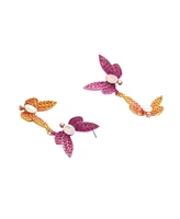 Betsey Johnson Faux Stone Garden Glam Butterfly Double Drop Earrings
