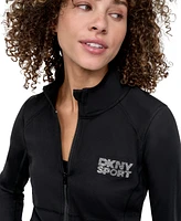 Dkny Sport Women's Rhinestone-Logo Mock-Neck Jacket