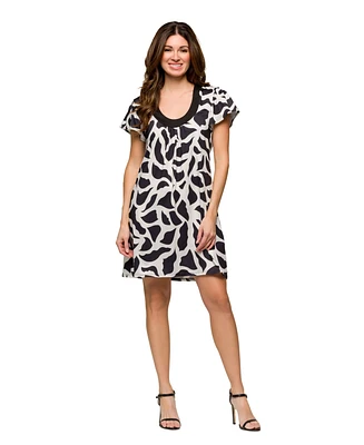 24seven Comfort Apparel Women's Short Sleeve Scoop Neck Mini Dress