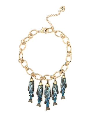 Betsey Johnson Mermaid Jewels Fish Charm Bib Necklace