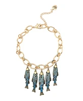 Betsey Johnson Mermaid Jewels Fish Charm Bib Necklace