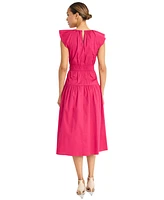 Maggy London Women's Round-Neck Tie-Waist Midi Dress