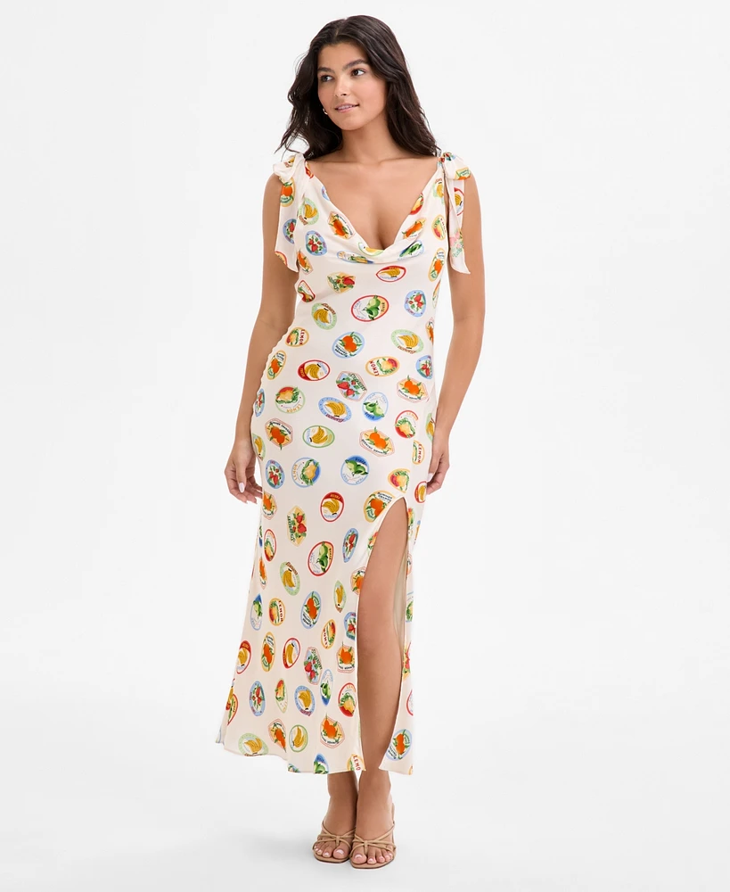 Astr the Label Women's Allexina Printed Tie-Shoulder Dress