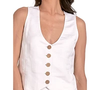 Elan Women's Sleeveless Button-Front Halter Vest