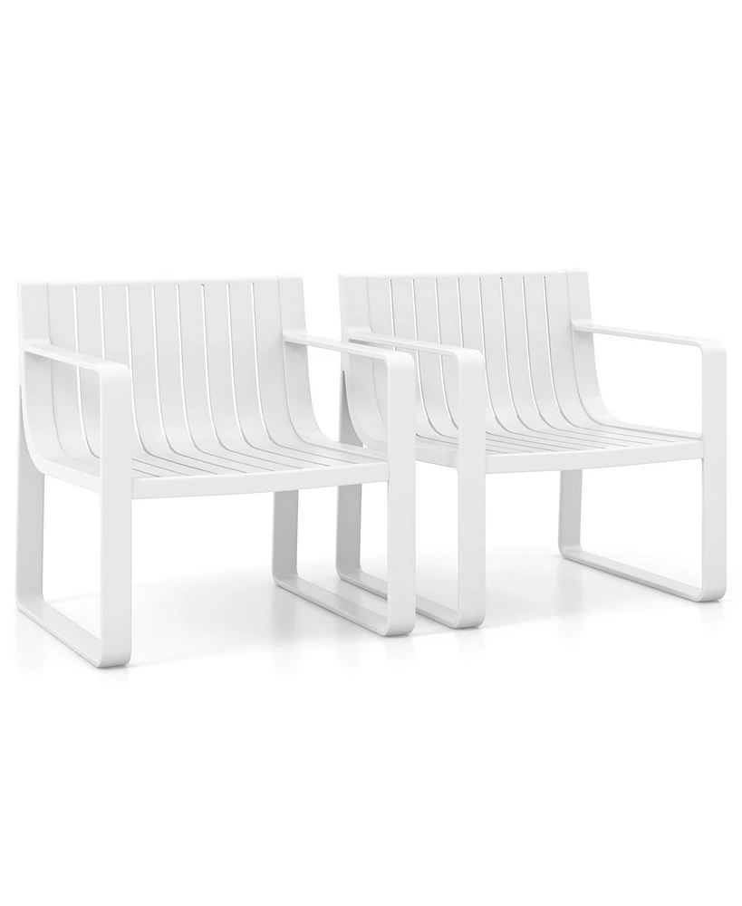 Patio Chairs Set of 4 Weather-resistant Plastic Outdoor Armchairs