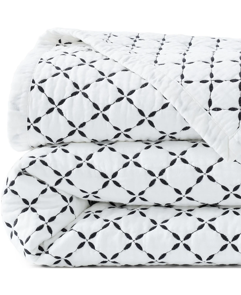 Lands' End Embroidered Diamond Double Voile Quilt