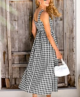 Cupshe Women's Bluebell Breeze Gingham Maxi Beach Dress