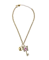 Betsey Johnson Faux Stone Boho Butterfly Key Charm Pendant Necklace