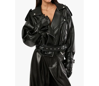 WeWoreWhat Women's Cropped Moto Jacket