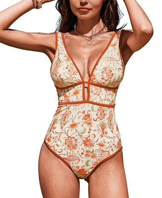 Cupshe Women's Soft Meadow Paisley One-Piece Swimsuit