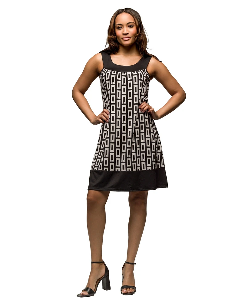 24seven Comfort Apparel Women's Scoop Neck Sleeveless Knee Length Dress