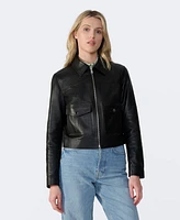 Furniq Uk Women's Bomber Leather Jacket