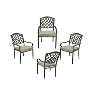 Casainc Cast Aluminum Outdoor Arm Dining Chair Patio Bistro Chairs With Cushion (Set of 4)