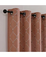 Kate Aurora 1 Piece Vienna Lux Embroidered Linen Blend Semi Sheer Grommet Window Curtain Panel - 84 in. Long