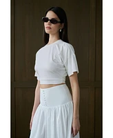 WeWoreWhat Women's Ruched Cropped Tee