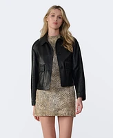 Furniq Uk Women's Cropped Leather Jacket