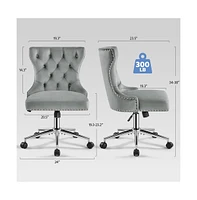 Yaheetech Velvet Upholstered Home Office Chair, Green
