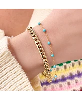 The Lovery Turquoise Bead Chain Bracelet 14K Gold