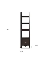 Wood 4-Tier Ladder Bookcase – Modern Leaning Bookshelf Display