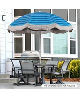 Gymax 6.5 Ft Beach Umbrella w/ Fringe Tassel Push Button Tilt Sand Anchor
