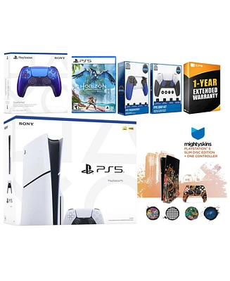 Sony Playstation 5 Slim Disc with Horizon Forbidden West, Extra Volcanic Red Controller, Trigger Stop Kit