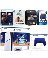 Sony PlayStation 5 Slim Disc Astro Bot, Spider-Man Miles Morales Bundle with Extra Volcanic Red Controller, Pro Gamer Starter Kit, MightySkins Code an