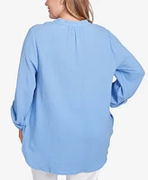 Ruby Rd. Plus Sleeve Henley Top