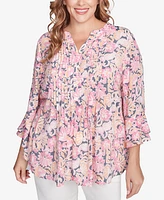 Ruby Rd. Plus Ruffle Sleeve Henley Top