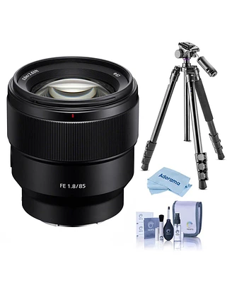 Sony Fe 85mm f/1.8 Lens for Sony E, Bundle with Vanguard Alta Pro 264AT Tripod and Tbh-100 Head, Cleaning Kit, Cleaning Cloth