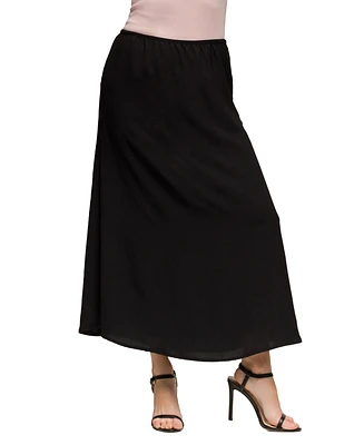 24seven Comfort Apparel Women's Elastic Waist A Line Maxi Skirt