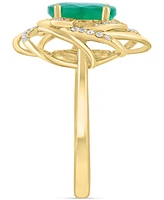 Effy Emerald (1-1/2 ct. t.w.) & Diamond (1/6 ct. t.w.) Spiral Statement Ring in 14k Gold