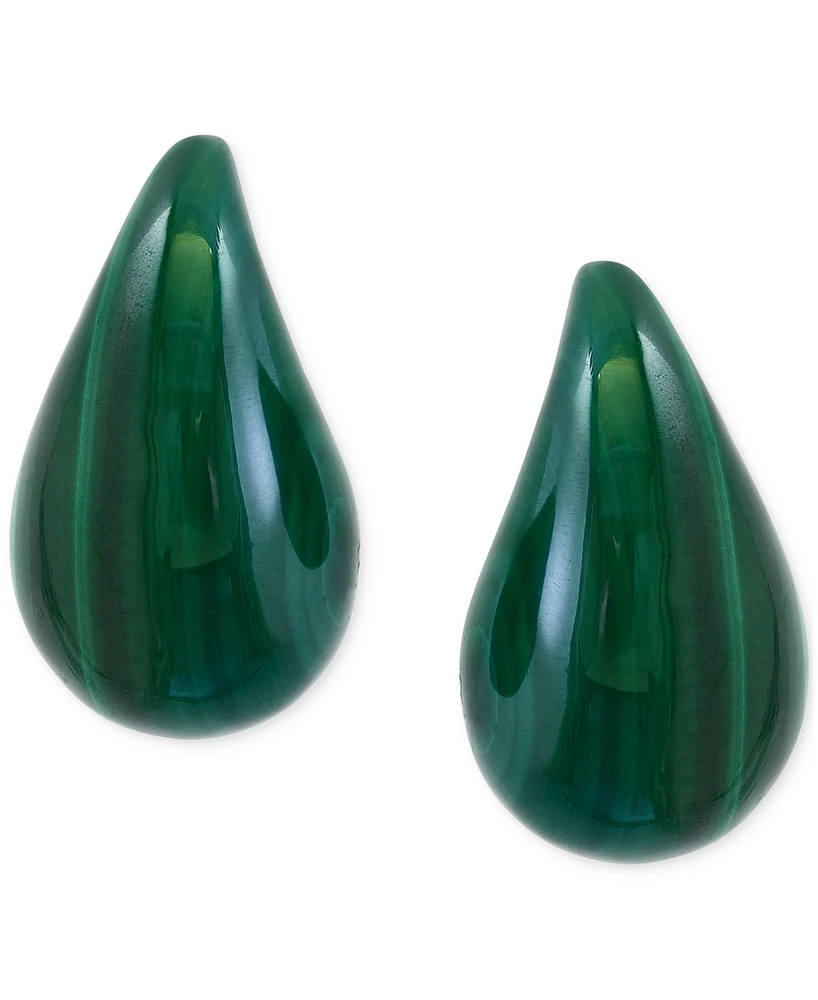 Effy Malachite Fancy-Cut Curved Teardrop Stud Earrings in 14k Gold