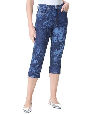 Gloria Vanderbilt Women's Amanda Printed Slit Capri Jeans