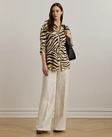 Lauren Ralph Women's Relaxed-Fit Zebra-Print Linen Shirt