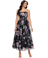 Betsy & Adam Women's Floral-Print Lace Sleeveless Dress