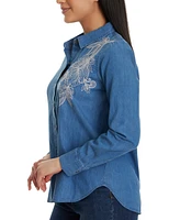 Gloria Vanderbilt Women's Laine Cotton Embroidered Shirt
